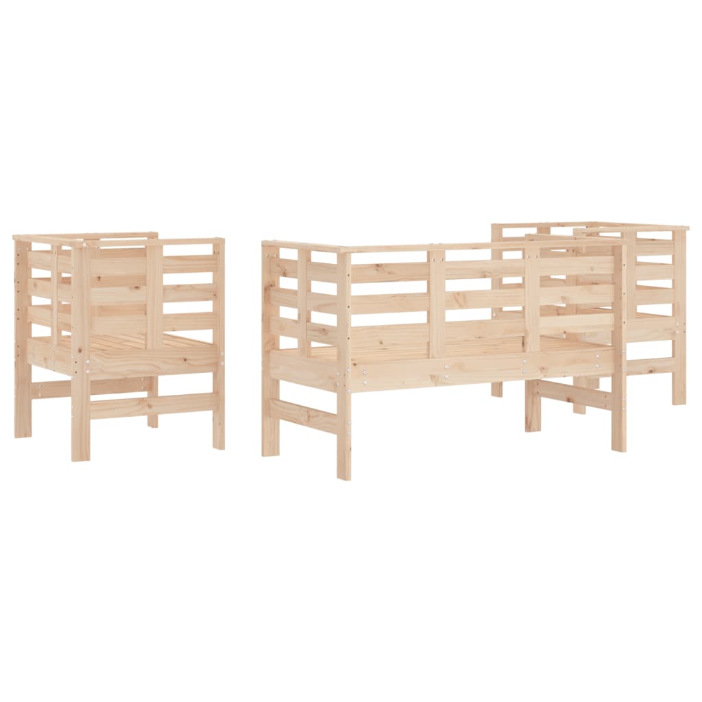Set Salotto da Giardino 3 pz in Legno Massello di Pino | homemem39