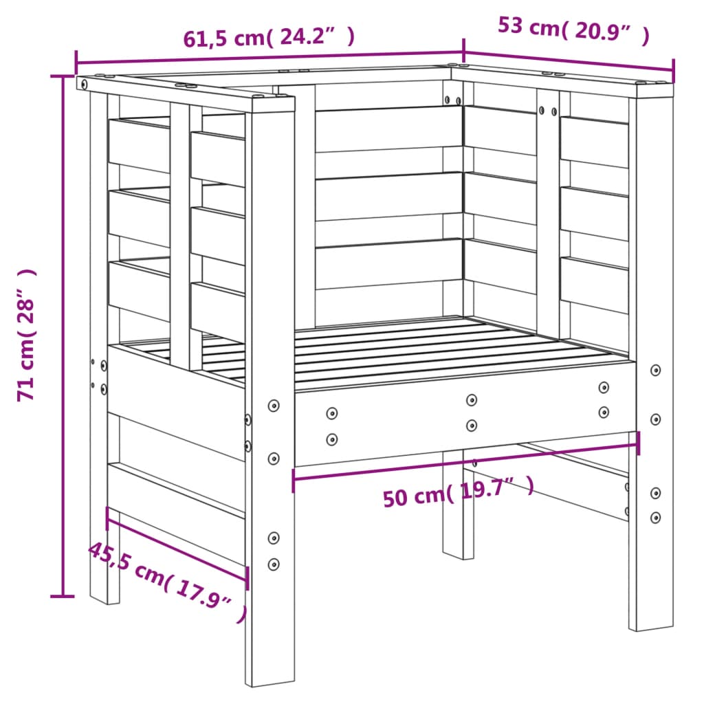 Set Salotto da Giardino 3 pz in Legno Massello di Pino | homemem39