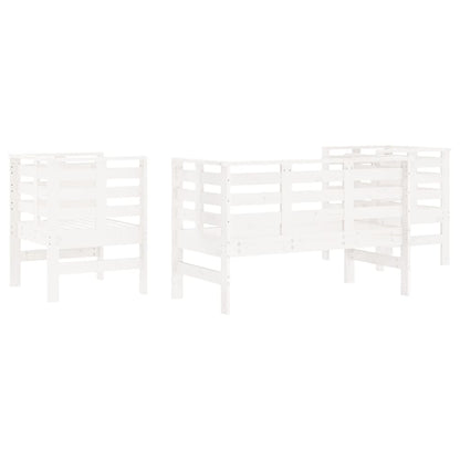 Set Salotto da Giardino 3 pz Bianco in Legno Massello di Pino | homemem39