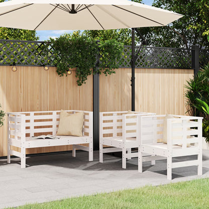 Set Salotto da Giardino 3 pz Bianco in Legno Massello di Pino | homemem39