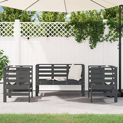 Set Salotto da Giardino 3 pz Grigio in Legno Massello di Pino | homemem39
