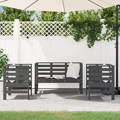 Set Salotto da Giardino 3 pz Grigio in Legno Massello di Pino - homemem39