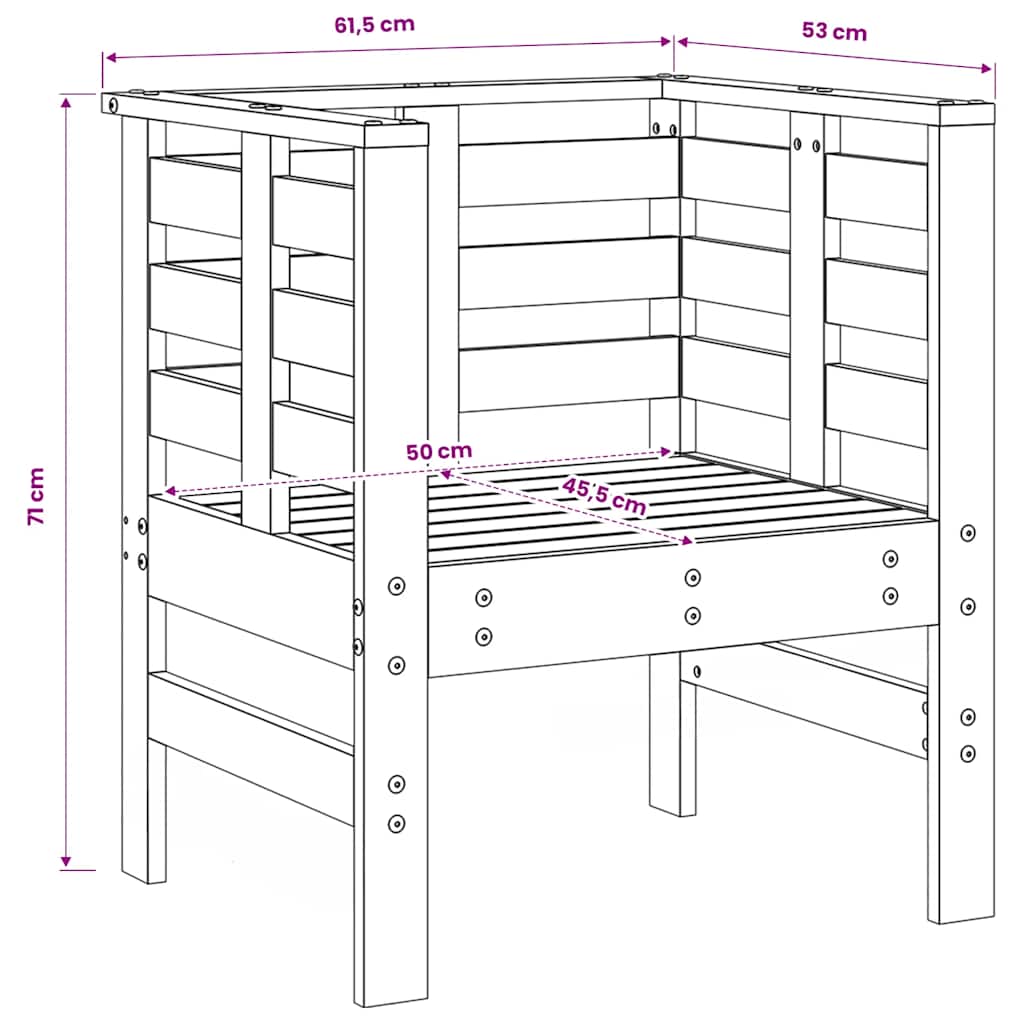 Set Salotto da Giardino 3 pz Grigio in Legno Massello di Pino - homemem39