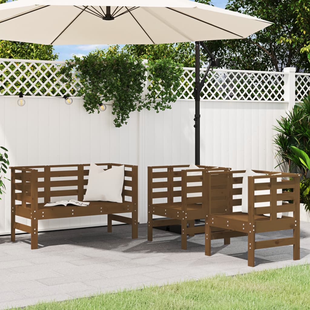 Set Salotto da Giardino 3 pz Ambra in Legno Massello di Pino