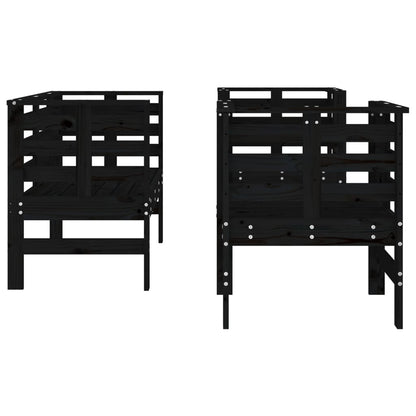 Set Salotto da Giardino 3 pz Nero in Legno Massello di Pino | homemem39