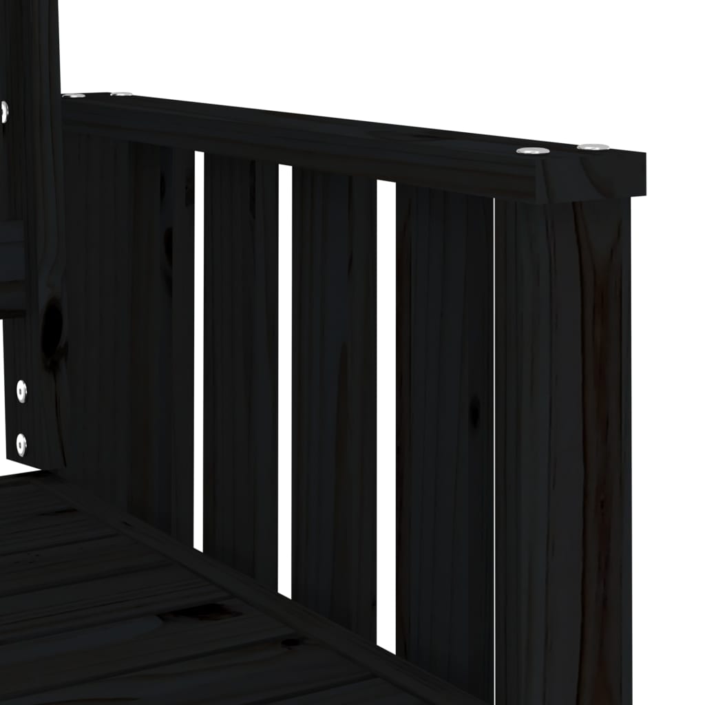 Panca da Giardino con Tavolino 2 Posti Nera Legno Massello Pino - homemem39