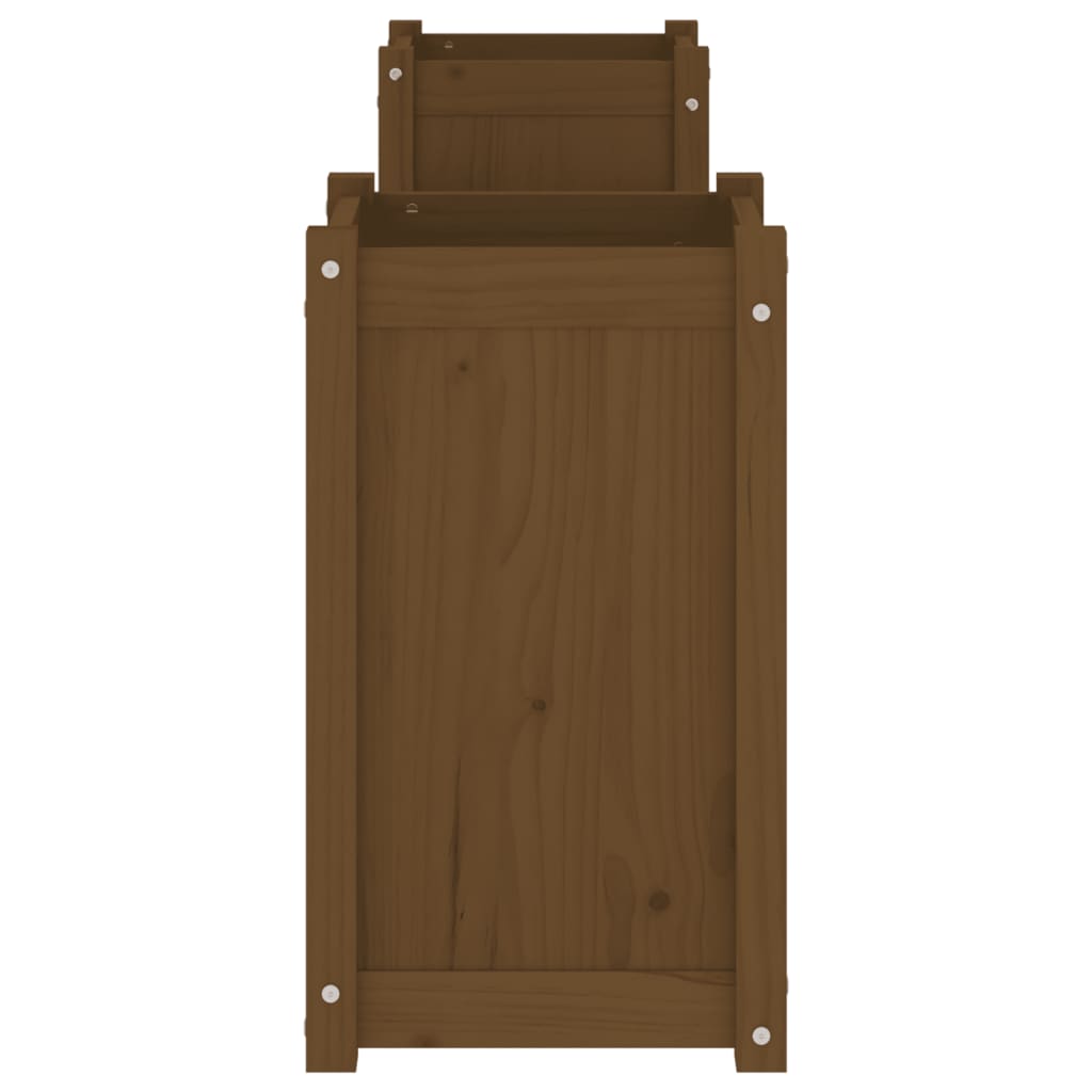 Panchina Fioriera Marrone Ambra 180x36x63cm Legno Massello Pino - homemem39