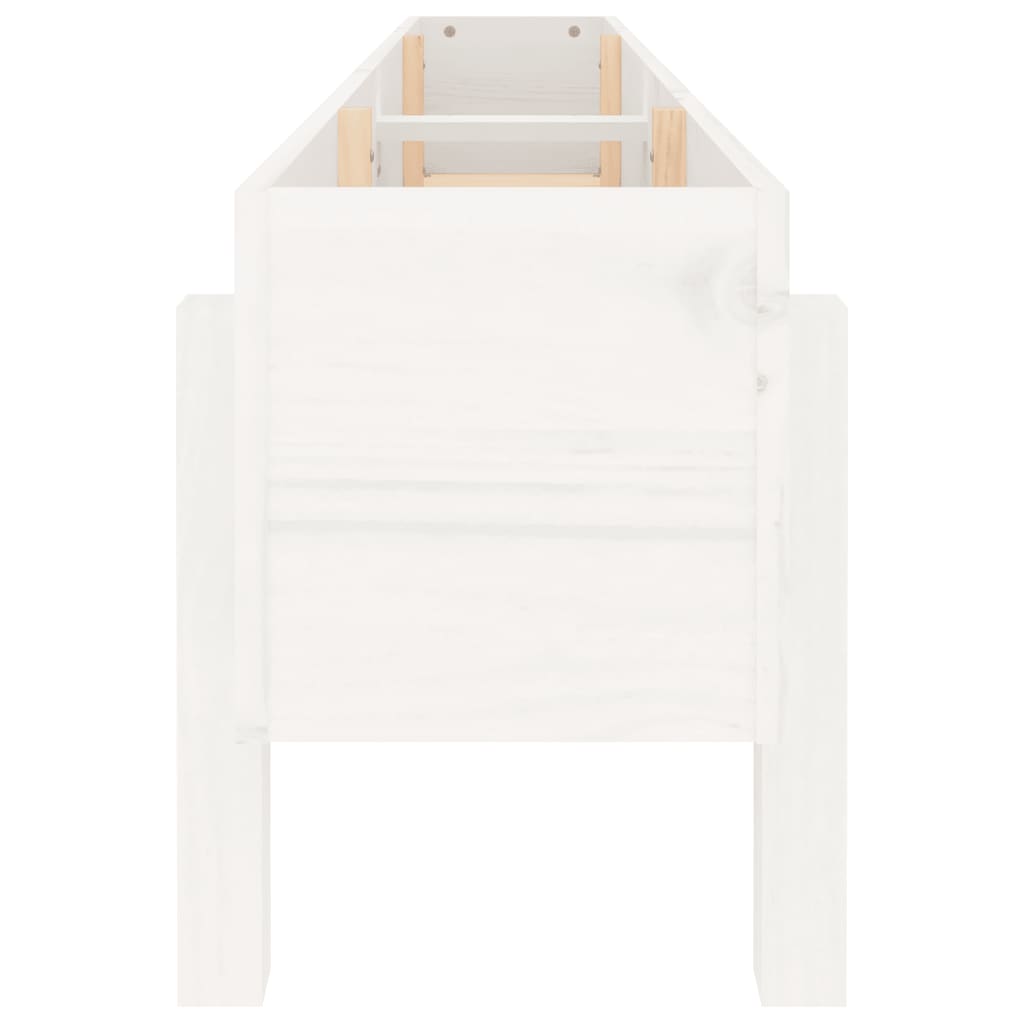 Fioriera Rialzata da Giardino Bianca 160x30x38 cm Massello Pino - homemem39