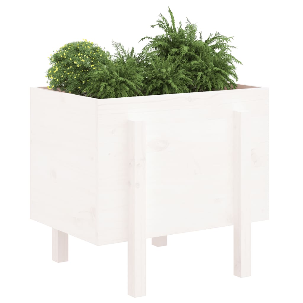Fioriera da Giardino Bianca 62x50x57 cm Legno Massello di Pino | homemem39