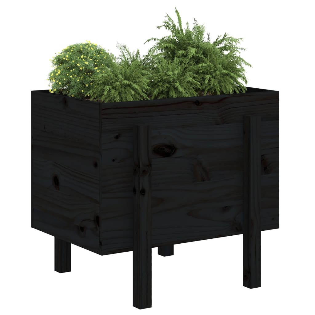 Fioriera da Giardino Nera 62x50x57 cm in Legno Massello di Pino | homemem39