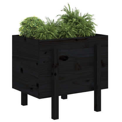 Fioriera da Giardino Nera 62x50x57 cm in Legno Massello di Pino | homemem39