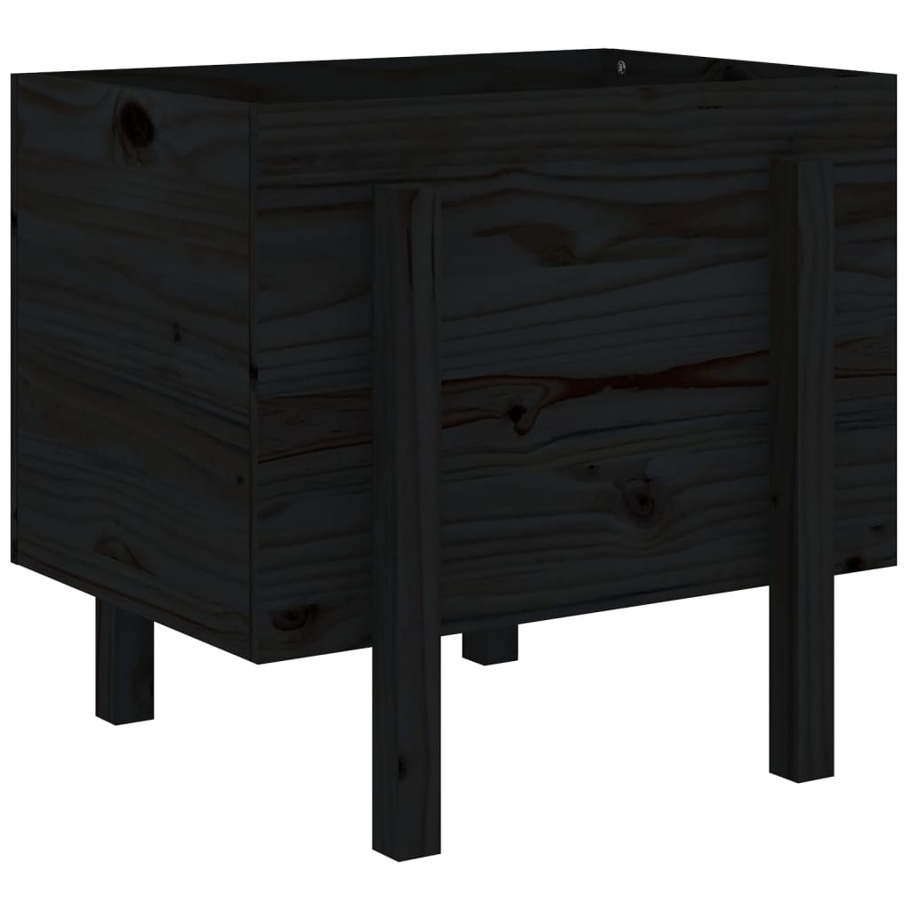 Fioriera da Giardino Nera 62x50x57 cm in Legno Massello di Pino | homemem39