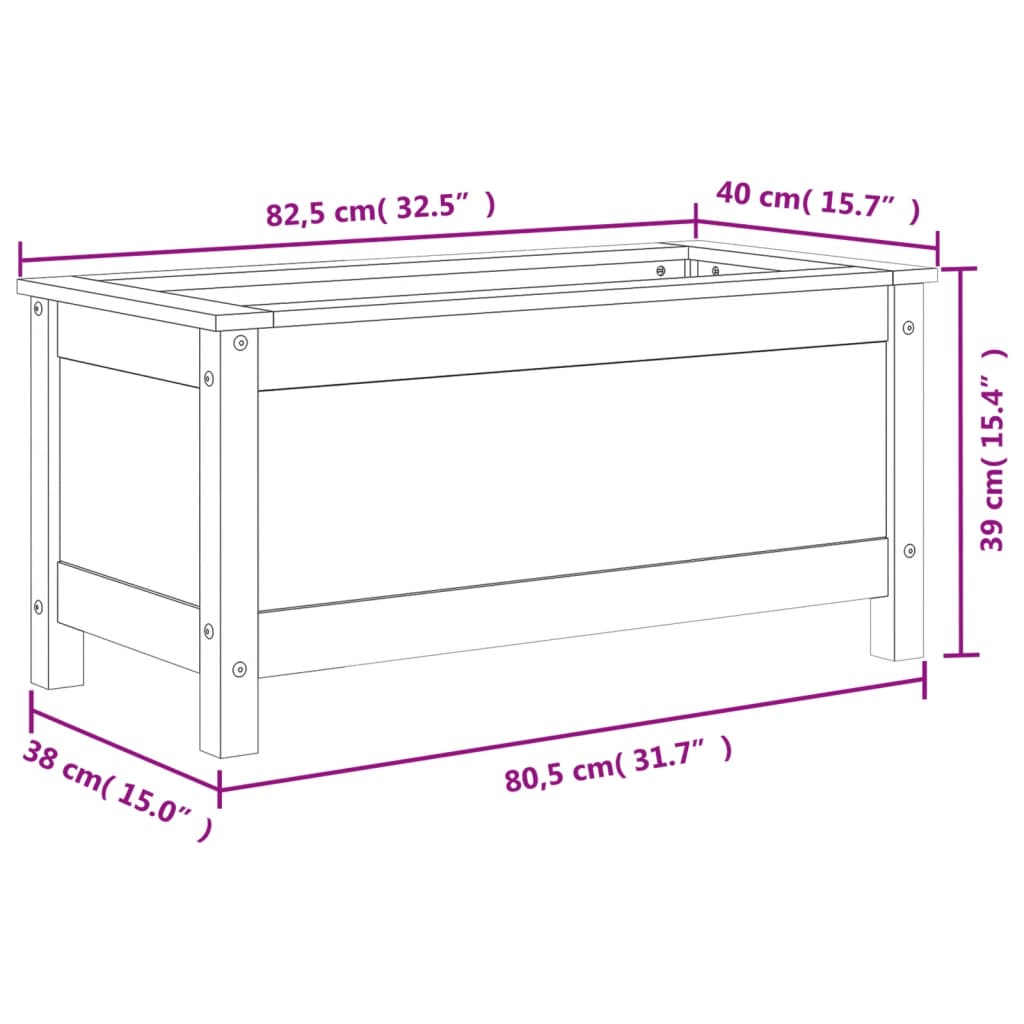 Fioriera da Giardino 82,5x40x39 cm in Legno Massello di Pino | homemem39