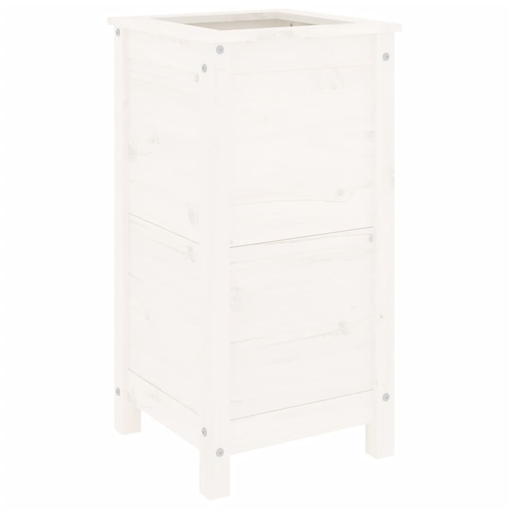 Fioriera da Giardino Bianca 40x40x78 cm Legno Massello di Pino - homemem39