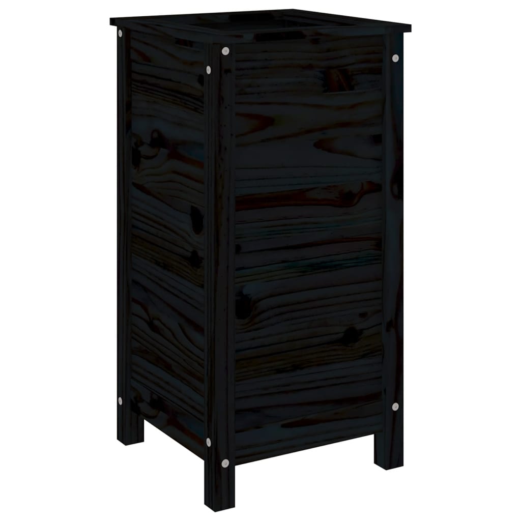 Fioriera da Giardino Nera 40x40x78 cm Legno Massello di Pino | homemem39