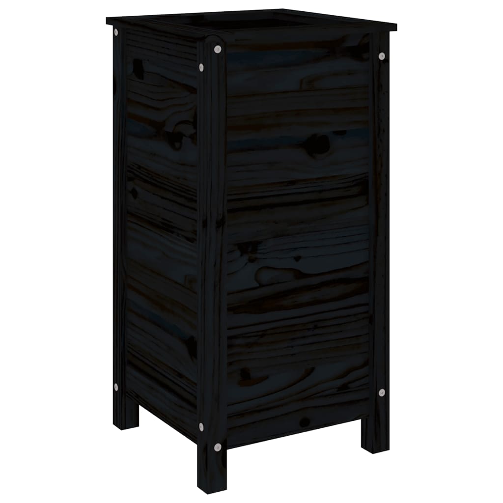 Fioriera da Giardino Nera 40x40x78 cm Legno Massello di Pino | homemem39