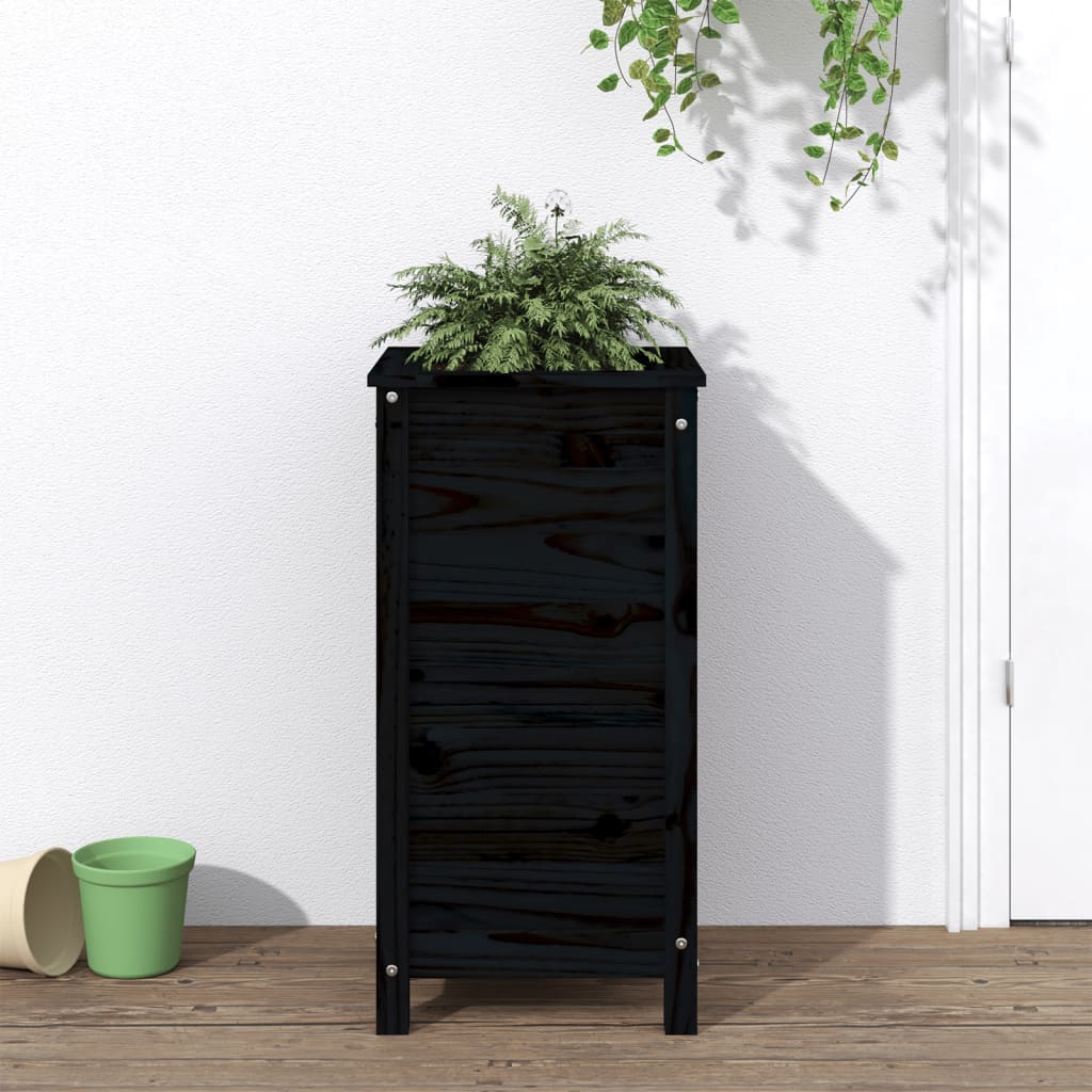 Fioriera da Giardino Nera 40x40x78 cm Legno Massello di Pino | homemem39