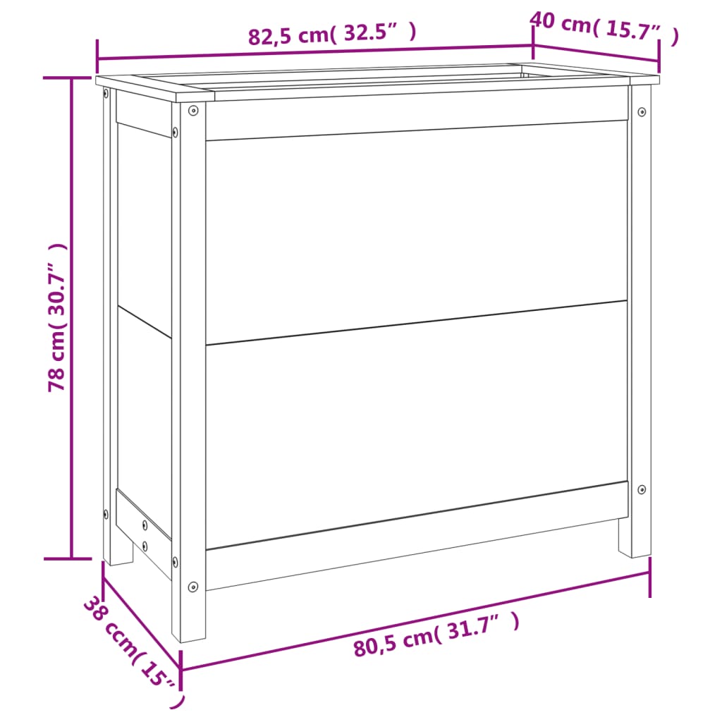 Fioriera da Giardino Nera 82,5x40x78 cm Legno Massello di Pino