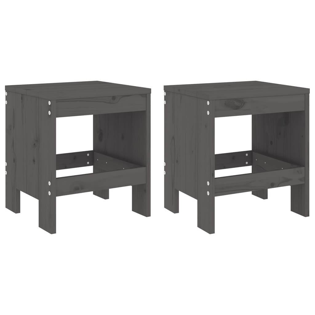 Sgabelli da Giardino 2pz Grigi 40x36x45cm Legno Massello Pino - homemem39