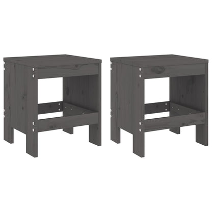 Sgabelli da Giardino 2pz Grigi 40x36x45cm Legno Massello Pino - homemem39