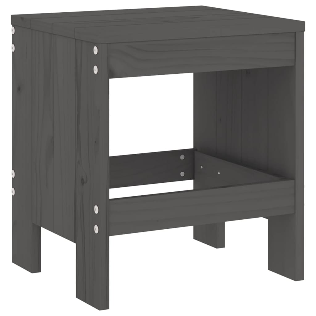 Sgabelli da Giardino 2pz Grigi 40x36x45cm Legno Massello Pino - homemem39
