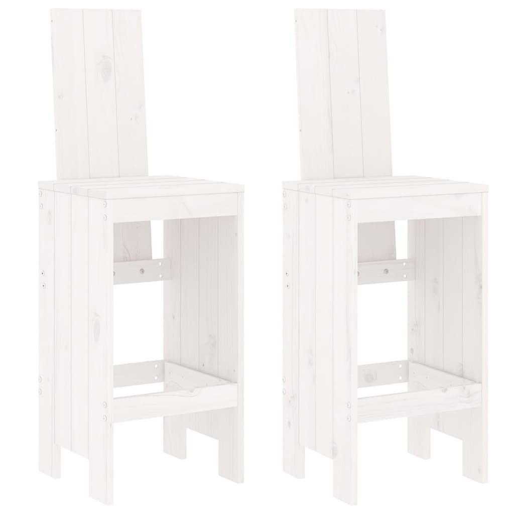 Sgabelli da Bar 2pz Bianchi 40x42x120 cm Legno Massello Pino - homemem39