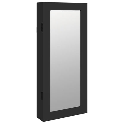 Armadio Portagioie con Specchio a Muro Nero 30x8,5x67 cm | homemem39