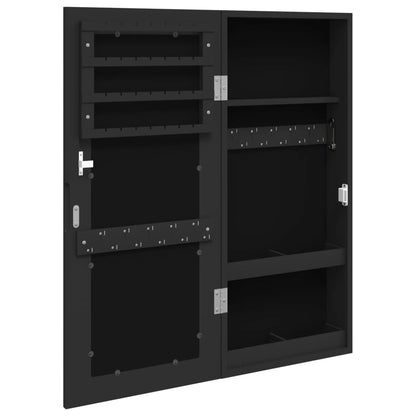 Armadio Portagioie con Specchio a Muro Nero 30x8,5x67 cm | homemem39