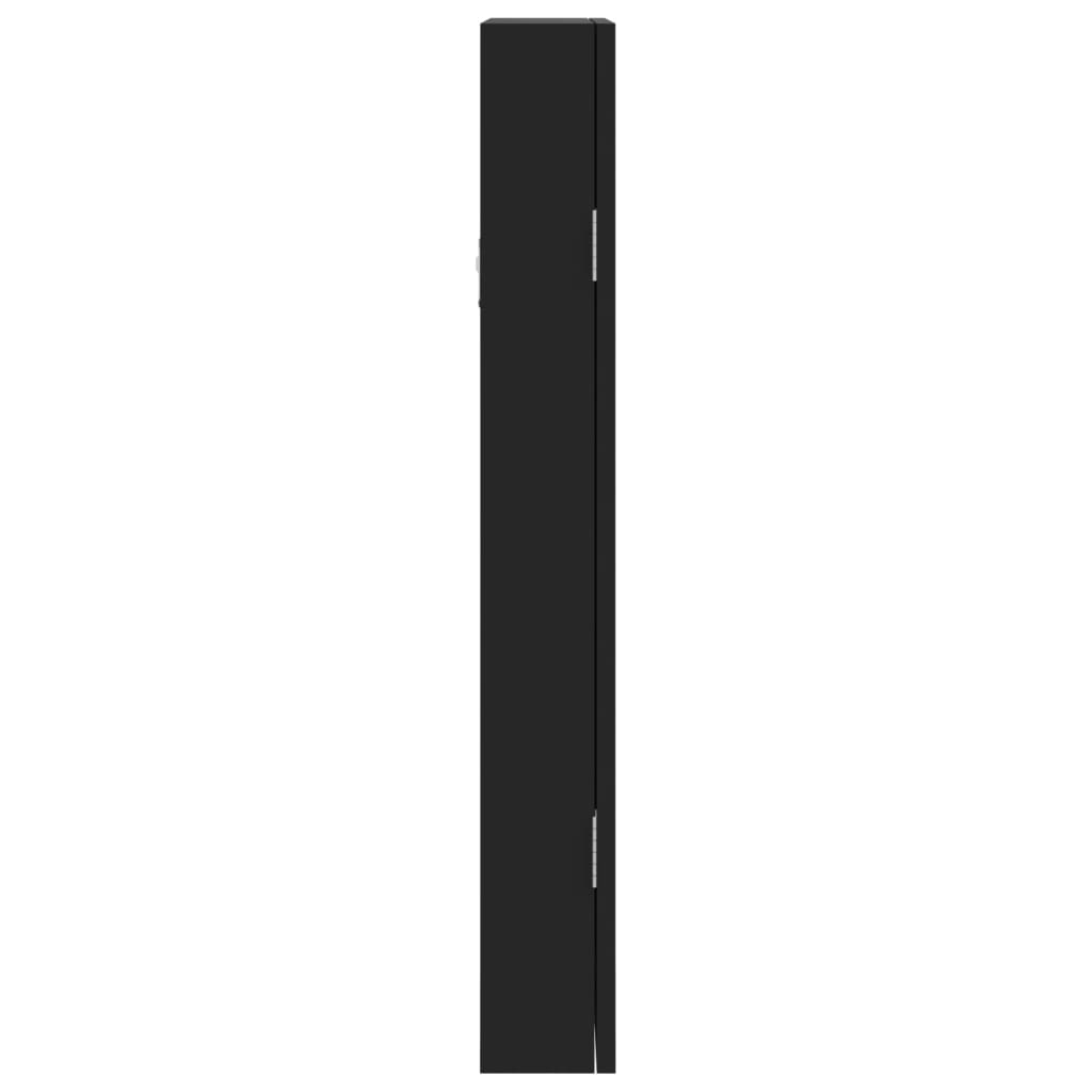 Armadio Portagioie con Specchio a Muro Nero 30x8,5x67 cm | homemem39