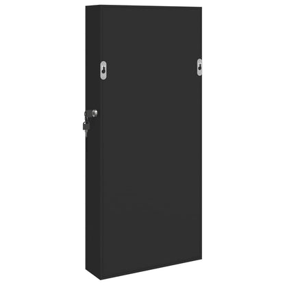 Armadio Portagioie con Specchio a Muro Nero 30x8,5x67 cm | homemem39