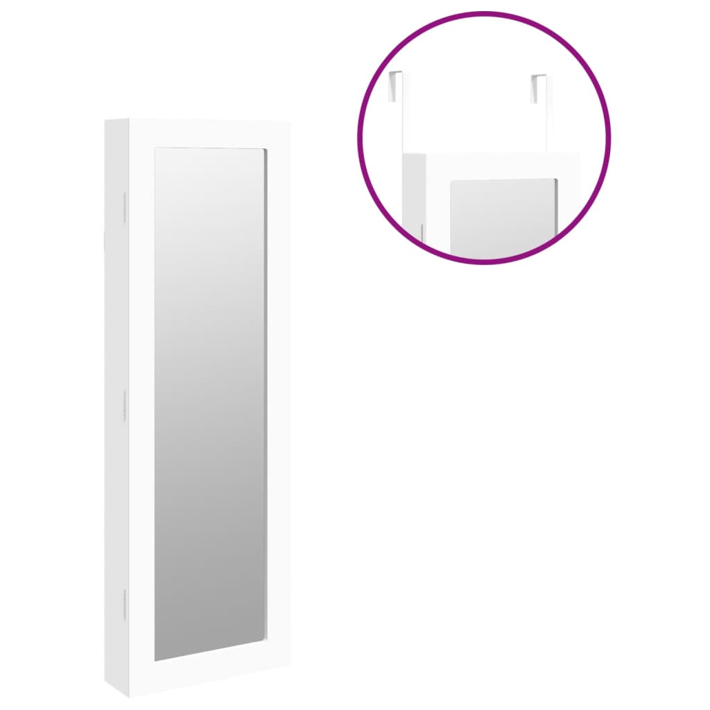 Armadio Portagioie con Specchio a Muro Bianco 30x8,5x90 cm | homemem39