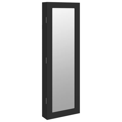 Armadio Portagioie con Specchio a Muro Nero 30x8,5x90 cm - homemem39