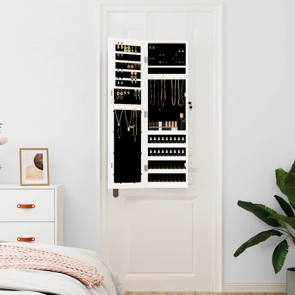 Armadio Portagioie con Specchio a Muro Bianco 30x8,5x106 cm | homemem39