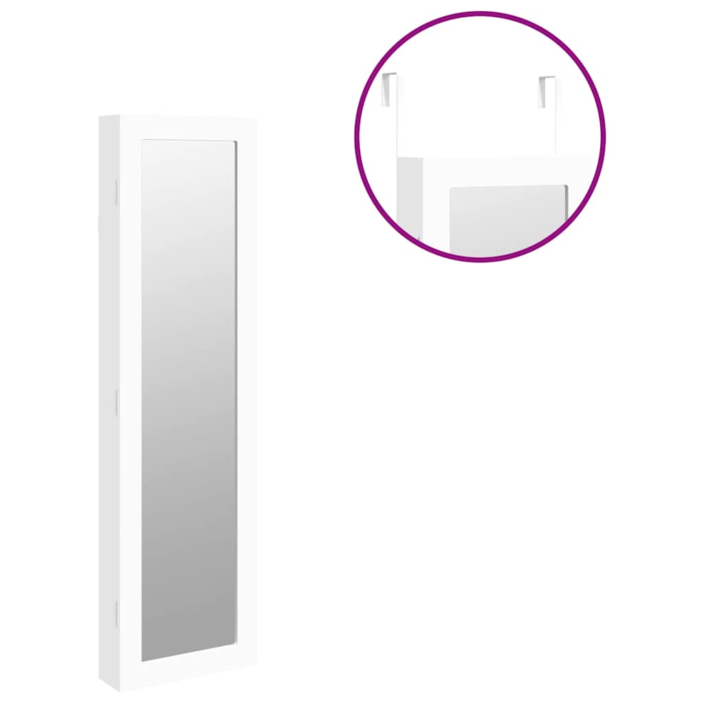 Armadio Portagioie con Specchio a Muro Bianco 30x8,5x106 cm | homemem39