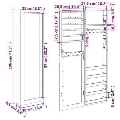 Armadio Portagioie con Specchio a Muro Bianco 30x8,5x106 cm | homemem39