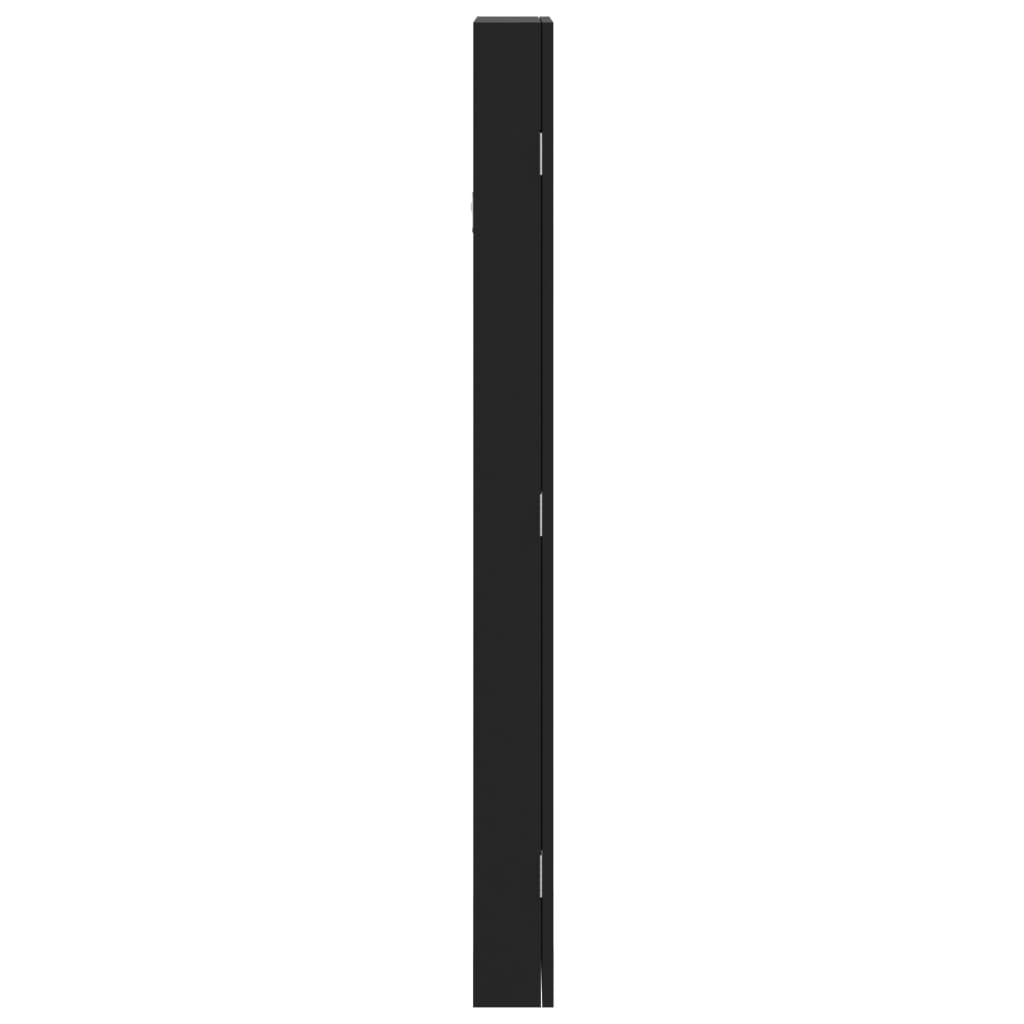 Armadio Portagioie con Specchio a Muro Nero 30x8,5x106 cm | homemem39