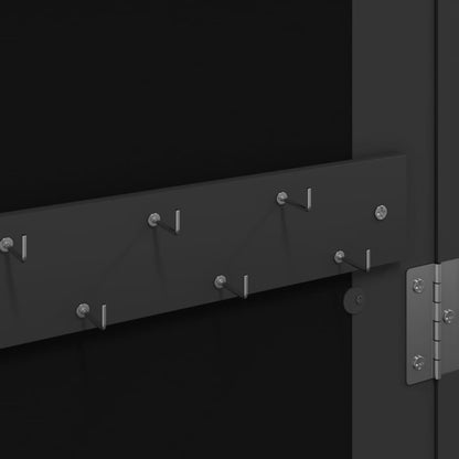 Armadio Portagioie con Specchio a Muro Nero 30x8,5x106 cm | homemem39