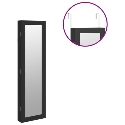 Armadio Portagioie con Specchio a Muro Nero 30x8,5x106 cm | homemem39