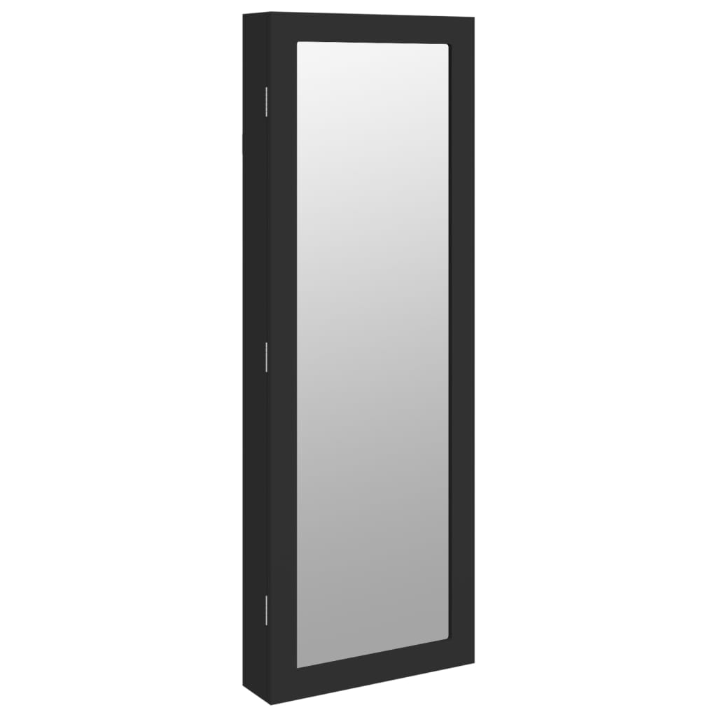 Armadio Portagioie con Specchio a Muro Nero 37,5x10x106 cm | homemem39