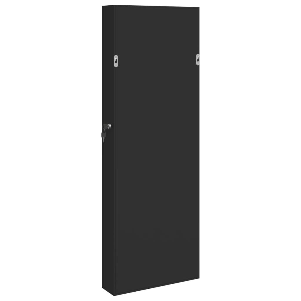 Armadio Portagioie con Specchio a Muro Nero 37,5x10x106 cm | homemem39