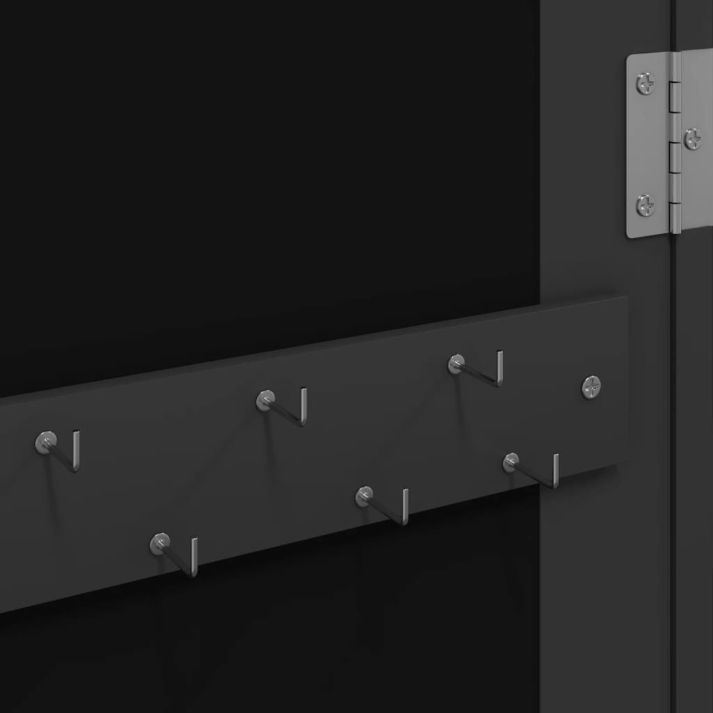 Armadio Portagioie con Specchio a Muro Nero 37,5x10x106 cm | homemem39