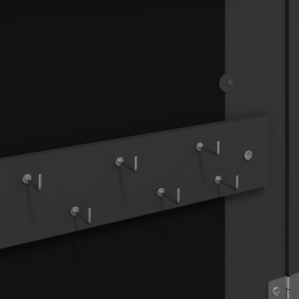 Armadio Portagioie con Specchio a Muro Nero 37,5x10x67 cm | homemem39