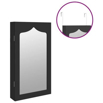 Armadio Portagioie con Specchio a Muro Nero 37,5x10x67 cm | homemem39