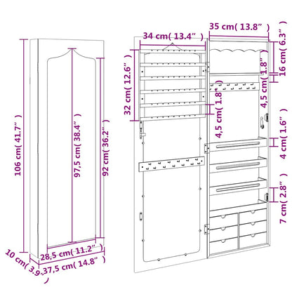 Armadio Portagioie con Specchio a Muro Bianco 37,5x10x106 cm | homemem39