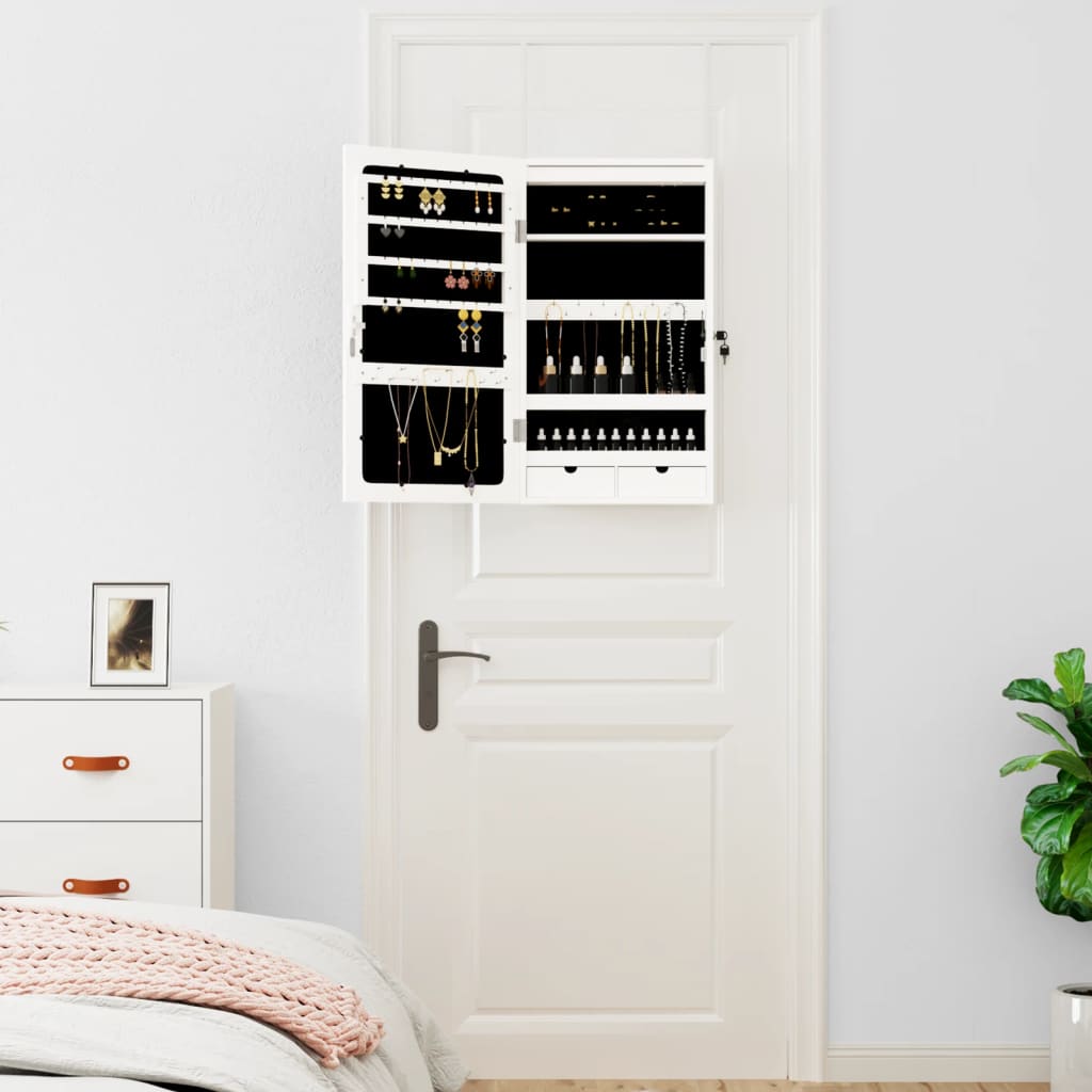 Armadio Portagioie a Specchio con Luci LED a Parete Bianco - homemem39