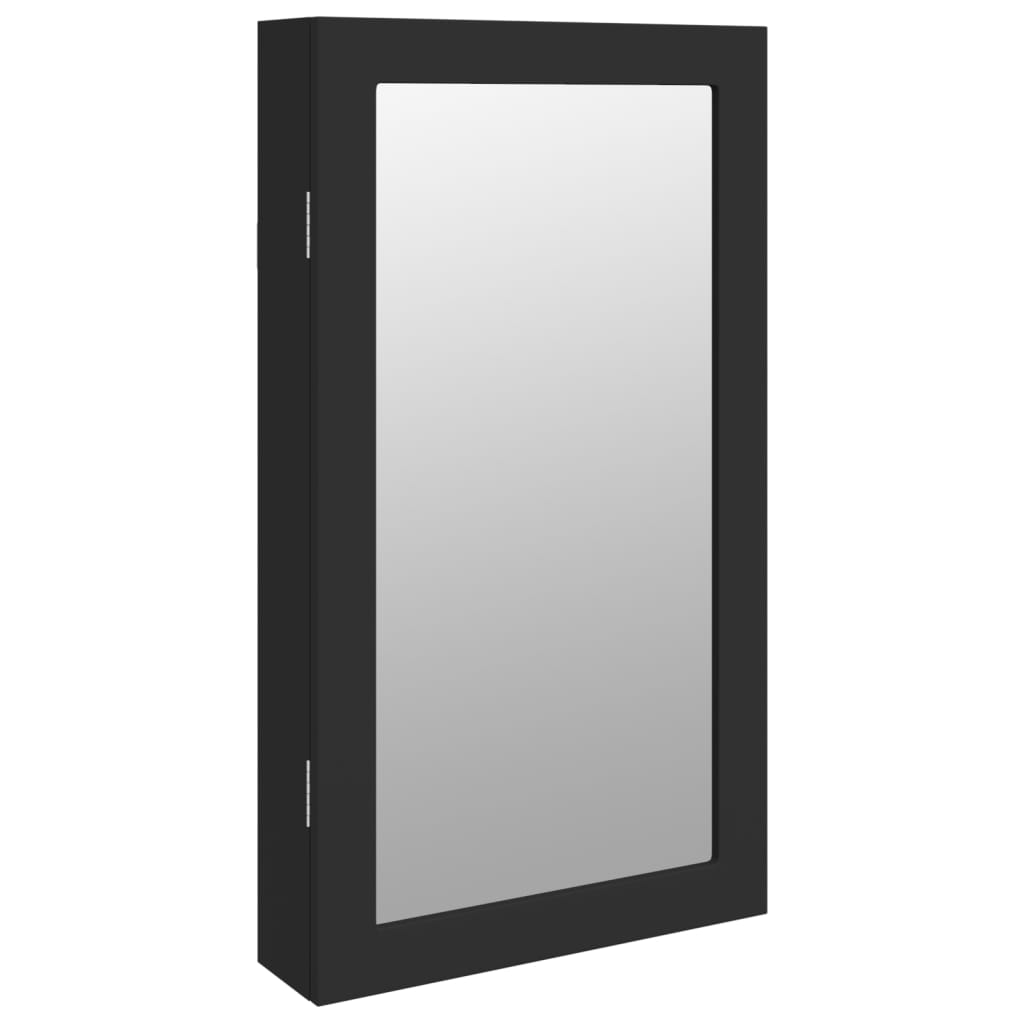 Armadio Portagioie a Specchio con Luci LED a Parete Nero | homemem39