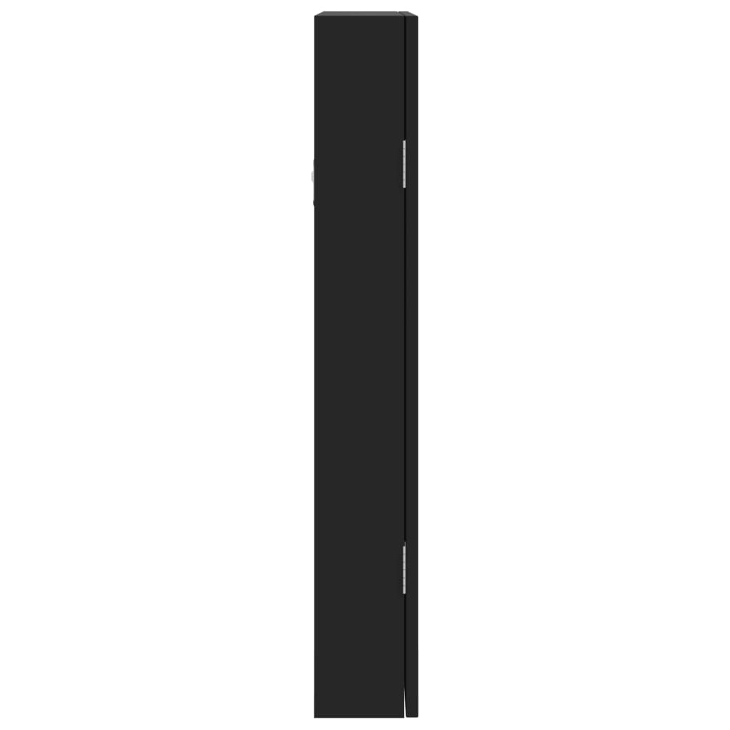 Armadio Portagioie a Specchio con Luci LED a Parete Nero | homemem39