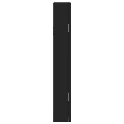 Armadio Portagioie a Specchio con Luci LED a Parete Nero | homemem39