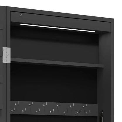 Armadio Portagioie a Specchio con Luci LED a Parete Nero | homemem39