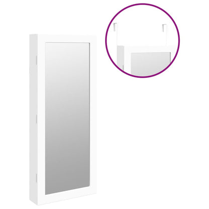 Armadio Portagioie a Specchio con Luci LED a Parete Bianco